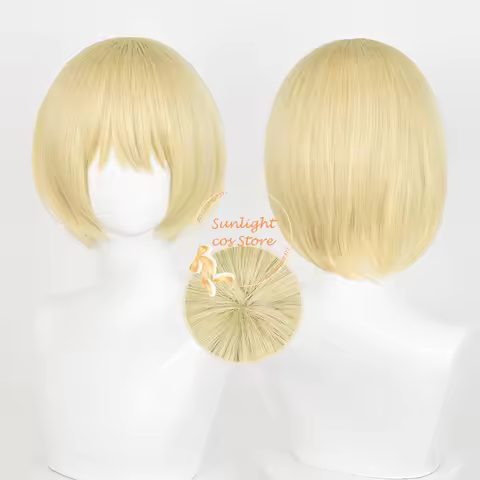 Armin Arlert Wig 30cm Short Bob Golden Wigs Armin Arlert Cosplay Anime Cosplay Wigs Heat Resistant S