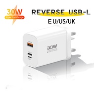 Elough 30W Super Fast Charging PD Type C Charger Fast Charging USB/lOS Charger Reverse Charging Power Adapter EU US UK