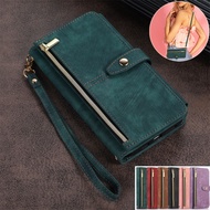 High Quality Leather Case Samsung Note 8 9 10 20 Ultra Pro Plus A51 A71 4G Zipper Flip Wallet Long Rope Lanyard Card Holder