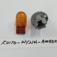 (1pcs KOITO-WY21W-AMBER) (single Filament) T20 Rear Signal light Amber With Socket for Mazda & Toyot