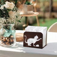 1pc Funny Cat Chasing Mouse Wooden Tissue Box Holder - Hollow Pattern Design, Suitable For Desk, Din