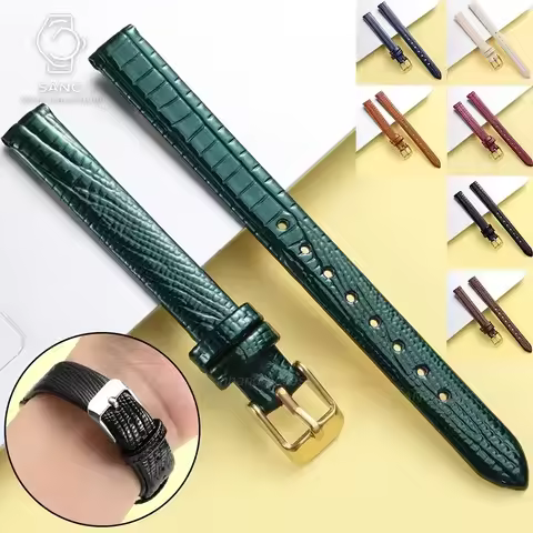 8mm 10mm 12mm 14mm 16mm Soft Material Wristwatch Bands Fashion Lizard Texture Leather Watch Straps f