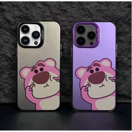 HP Strawberry Bear Csing Silver Color Mtte Premium Silver nti Jtuh Hrd Case For Oppo A3X 16 3S 5s 12