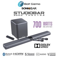 SonicGear StudioBar 3000 Dolby Atmos 5.1.2 Channel Soundbar with Wireless Subwoofer 2 UHF Microphone