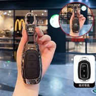 เคสฝาที่ห้อยกุญแจหนังแท้สีเทาสังกะสีอัลลอยเคสที่ใส่รถรีโมทอัจฉริยะเคสที่มีสายโซ่ป้องกันกระเป๋าพวงกุญ