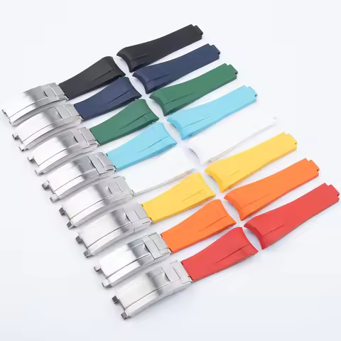 Soft Nature FKM Fluorine Rubber Watchband 21mm For Rolex Strap For OYSTERPERTUAL Datejust 41mm Dial