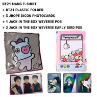 BT21 MANG T-SHIRT + BT21 RJ PLASTIC FOLDER + 6 JHOPE PHOTOCARD