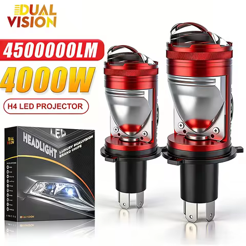 Dualvision Mini Projector H4 Lens LED Car Headlight Bulbs 4800000LM 4500W CANBUS Turbo Auto Lamps H4