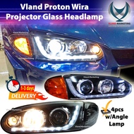 Vland Proton Wira Satria Projector Glass Headlamp head light lampu depan With Led +  Angle Signal La