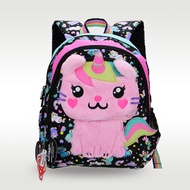 Australia smiggle original children's schoolbag girl backpack black pink cat plush cute schoolbag 3-7 years old 14 inches