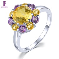 Lohaspie Đồ Trang Sức Bất 2.8 Carats Nhẫn Bạc 925 Ban Đầu Bán bằng đá thạch anh vàng tự nhiên Nhẫn c