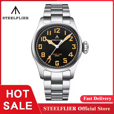 STEELFLIER Official SF740V New Quartz Pilot Series Swiss C3 Luminous 200M Waterproof VH31 Movement M