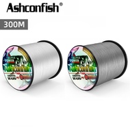 Ashconfish PE Braided Fishing Line 16 Strands 300m PE Line X16 White Grey Fishing Line