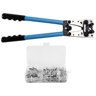 [qua]--50B Cable Lug Crimping Tool Kit 60pcs Copper Ring Terminals 10-1/0 AWG 8 Sizes for Heavy Duty