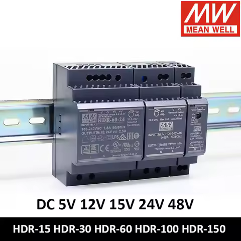 MEAN WELL DIN Rail Power Supply 5V 12V 15V 24V 48V HDR-15 HDR-30 HDR-60 HDR-100 HDR-150 Meanwell Sli