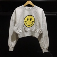 Women's street smile 2nd crewneck crop sweatshirt