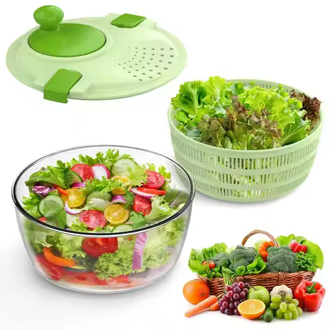 Salad Washer and Spinner, 4.5L Lettuce Spinner with Vegetable Washing Basket and Serving Bowl, House