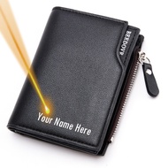 Coinpurse Wallet For Men Free Custom Engrave Name Retro PU Short Business Travel Wallets Coin Bag Zipper Multi-Card Position Wallets Nubuck Leather Wallet Travel Purses Coin Pouch ID Credit Cards Holders Mens Wallet Leather Original