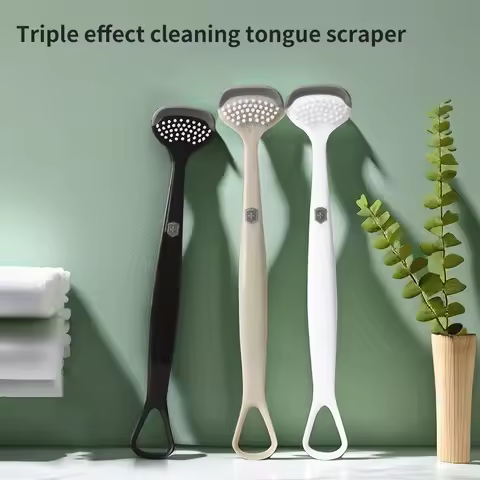 Triple Effect Tongue Scraper Tongue Scraping Plate Oral Cleaning Brush Reusable Fresh Breath Oral Hy
