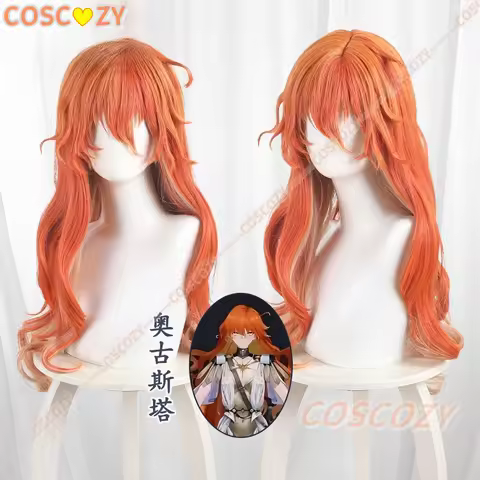 Wuthering Waves Augusta Cosplay Wig Long Orange Hair Rinascita Festival Halloween Party Wigs for Wom