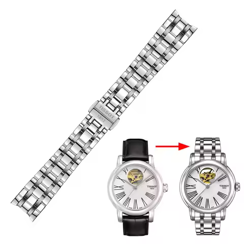 16mm Stainless Steel Bracelet Watch Band for Tissot Lady Heart Strap T050207/217A Series