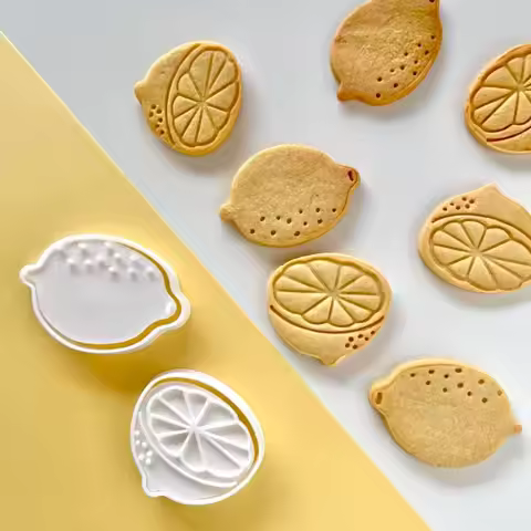 Lemon Shaped Cookie Cutter Mold Lemon Pattern Biscuit Embosser Mould Fondant Baking Decorating Tool 