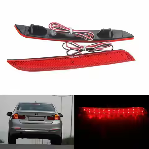 2x Red Lens LED Rear Bumper Reflector Tail Brake Light For BMW F30 F31 2011-16