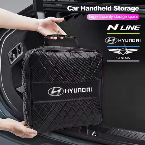 Car Storage Bag Leather Organizer For Hyundai N Line Genesis I30 Creta Matrix Bayon Veloster Tucson