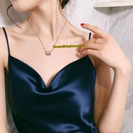 Kalung Titanium Rose Gold Liontin Zirkon Permata 45CM  Terbaru Anti Karat Selamanya Kalung Titanium 