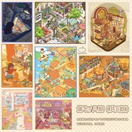 BBZJTZ Black Bag Creative Sticker Scene Eighth Issue Scrapbooking 3D Miniature Scene DIY Toy Paste C