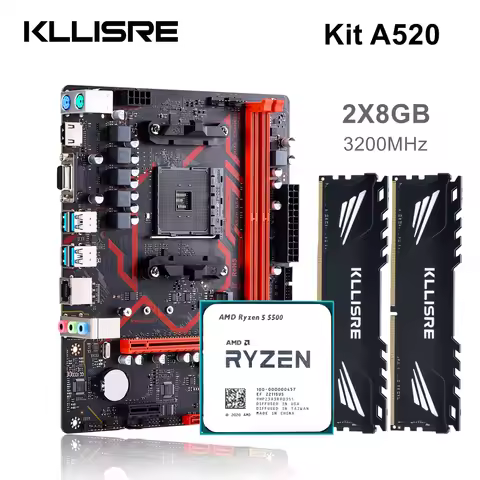 Kllisre A520 Motherboard kit AMD Ryzen R5 5500 cpu DDR4 16GB 3200MHz Desktop memory
