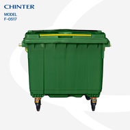 (ส่งฟรี) CHINTER F517 ถังขยะ 660/1100 ลิตร มีล้อ หูเหล็กกัลวาไนซ์ทนสนิม/หูพลาสติก สกรีนคัดแยกขยะได้