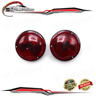 ไฟท้าย ทรงกลม เลนส์สีแดง 12V. 2 ชิ้น Jeep Willys CJ3 CJ5 CJ6 ขนาด 13x13x9 จำนวน 2 Pieces ปี 1945 - 1