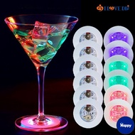 HS 1Pc Self-adhesive Luminous Wine Liquor Bottles Coaster/ LED Bar Drinks Cup Pad/ Atmosphere Light Cup Sticker Kitchen