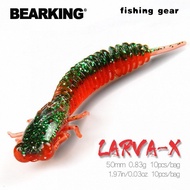 BEARKING Larva 50mm 0.83g 10pcs Artificial Soft Lures Fishing Worm Silicone Bass Pike Minnow Swimbai