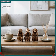 greatdream|  3 Wise Monkey Statue Resin Figurine No Evil See Speak Hear Monkey Sculpture for Home Of