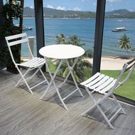 EHOME Luxury Bistro Set 3 Pieces Heavy-Duty Folding Garden Table And Chairs Outdoor Patio Balcony Ga