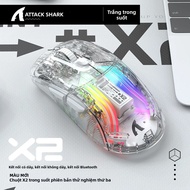Chuột Chơi Game Không Dây ATTACK SHARK X2 Pro RGB 4000 Dpi Vỏ Trong Suốt Có Thể Sạc Lại Ba Chế Độ Vớ