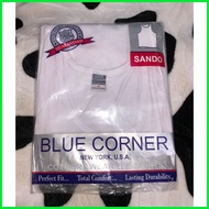 ♣ ◫ Blue Corner White Sando for Mens