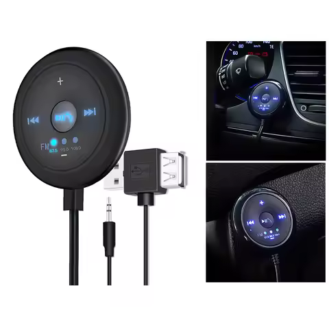 MagiDeal 2 in 1 FM Transmitter Base Bluetooth V5.0+EDR 5x5x1.7 cm for Car TV