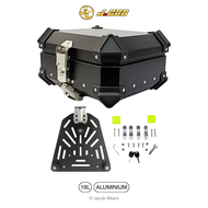 Universal 5L 10L 18L Aluminium Top Box | Black / Silver | [Free Base Plate + Stickers + Inner Pads]