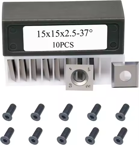 Carbide Blade 15x15x2.5mm-37° Square Tungsten Cutters Inserts Replacement For Woodworking Spiral Hel