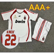 【Kids jersey】0607ac Milan children's away retro kit jersey number 22 Kaka football jersey high-quali
