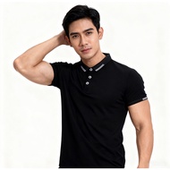 A&W Men's high-end solid color polo shirt short sleeved t-shirt men's new thin business casual loose