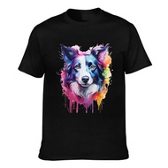 Fashion Printed Border Collie Lovers Pop Art Color Design Border Collie Dog Casual Mens Tee