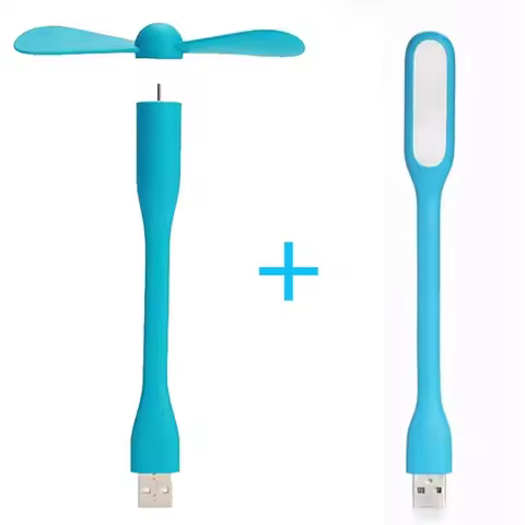 Creative Mini USB Fan & USB LED Light Flexible Bendable Cooling Fan and Lamp For Power Bank & Notebo