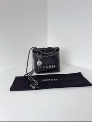 Chanel 24B黑銀mini 22Bag垃圾袋20*19 芯片款