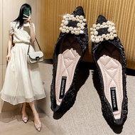 Size 33-44 Pearl Rhinestone Shoes Boat Shoes Pointed Toe Flats Shoes Wedding Shoes Women Bridal Shoe