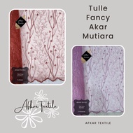 TJ & NASWARI Pearl Tille Fabric / Embroidered Glitter Motte Tulle - 1.3 Meters Width