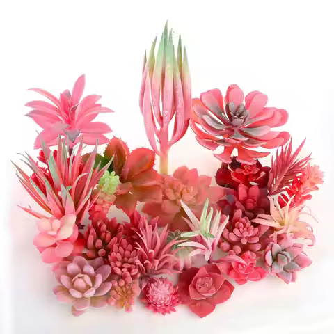 Red Pink Flocked Artificial Succulents Plants Home Bedroom Living Room Decoration Fake Plants Deskto